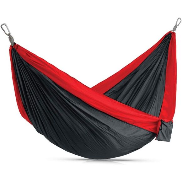 NEW Avalanche Outdoor Portable Parachute Nylon Hammock Gray-Red - Picture 1 of 7